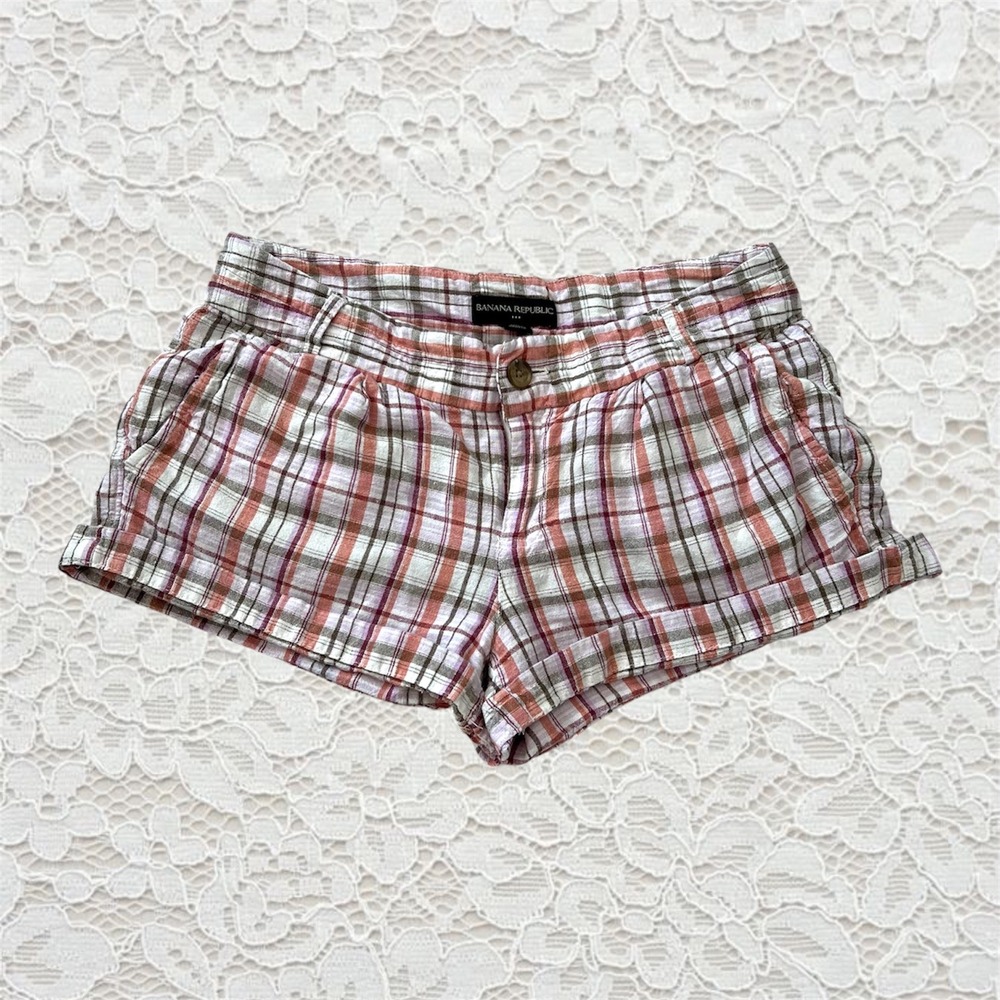 vintage low rise playground prep plaid mini shorts